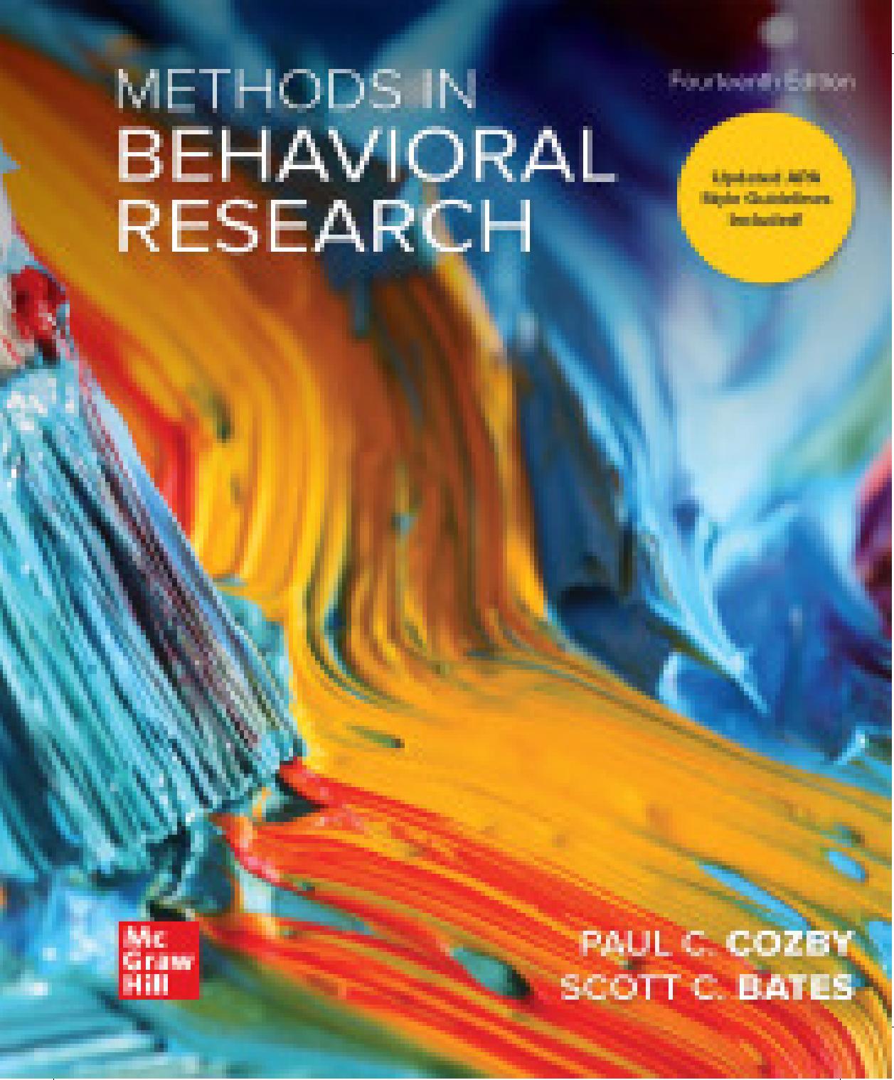 Methods in Behavioral Research 14th Edition by Paul C. Cozby; Scott Bates