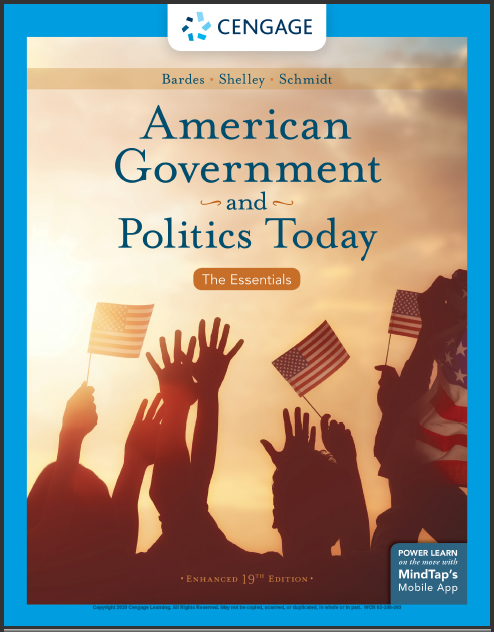 Test Bank for American Government and Politics Today The Essentials, Enhanced, 19th Edition by  Barbara Bardes,Mack Shelley